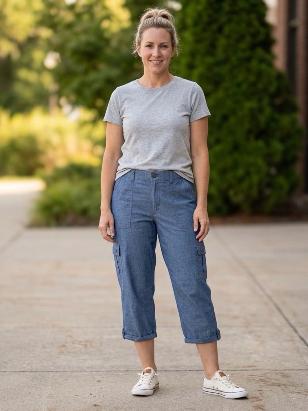 Lee Lightweight Blue Cargo Crop Pants